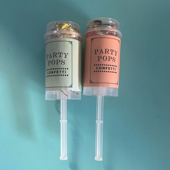 Party Pops (2) Multicolor Confetti Manual Poppers for Wedding Bridal Shower - Picture 1 of 3
